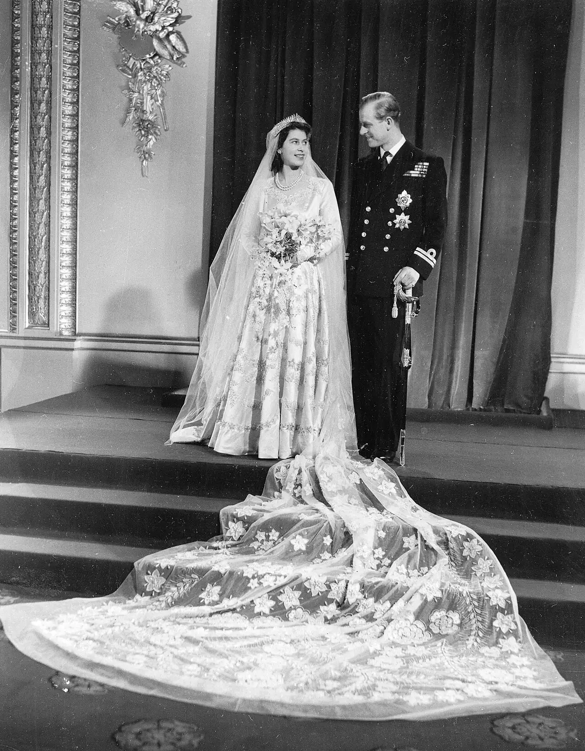 Princess Elizabeth and the Duke of Edinburgh on their wedding day, November 20, 1947.