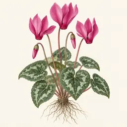 Ciclamen (ilustración botánica)