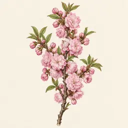Almendra Floresciente (ilustración botánica)