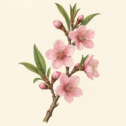 Durazno (Flor) (ilustración botánica)