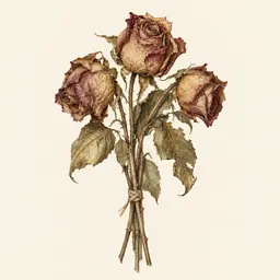 Bouquet de Flores Marchitas (ilustración botánica)
